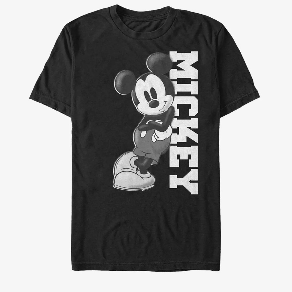 Disney Big Classic Mickey Lean Men's Tops Short Sleeve Tee Shirt, Black, 2XL